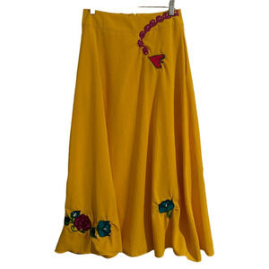 Embroidered floral‎ long yellow skirt size small